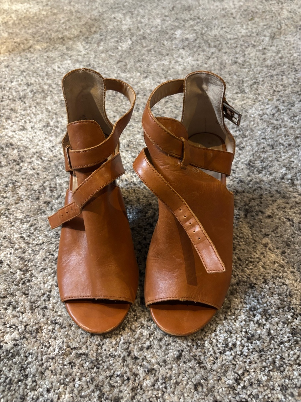 Gap Brown Leather Open-Toe Ankle Strap Heels